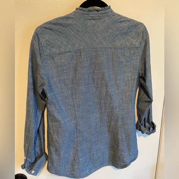 J. Crew Factory Ruffle Neck Button Up - Picture 2 of 3